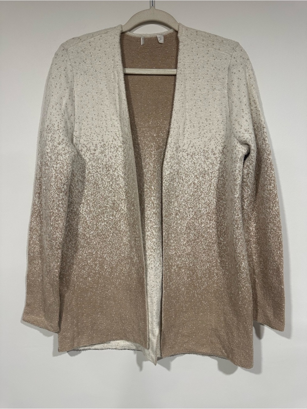 Barefoot Dreams CozyChic Lite Confetti Cardigan Sweater - Cream Wheat Medium